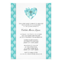 Teal Damask Quinceanera Invitations