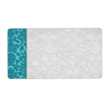 Teal Damask Wedding Custom Shipping Label