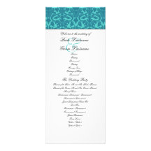 Teal Damask Wedding Invitations