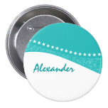 Teal Dazzling Star Curves Button