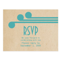 Teal Deco Chic RSVP Postcard