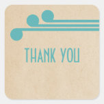 Teal Deco Chic Thank You Stickers