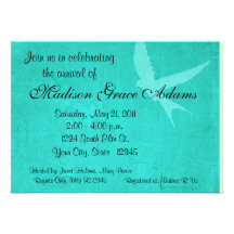 Teal Dove Shower Invititation Personalized Invites
