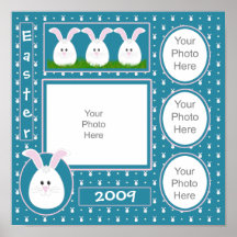 Teal Easter Bunny Scrapbook Page Poster