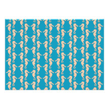 Teal et modèle d'hippocampe de couleur de pêche faire-part