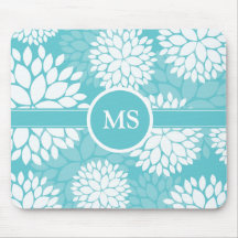 Teal Floral Elegant Pattern Mousepads