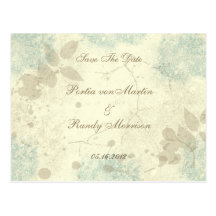 Teal Floral Garden Save The Date Postcard