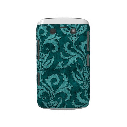 Teal Floral Sequin Glitter Velvet Look Case Case-Mate Blackberry Case