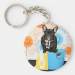 Teal - French Bulldog -1 Key Chain