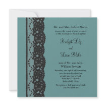 Teal French Lace Wedding Invitation