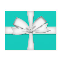 Teal Gift Card with Bow Postcard