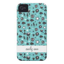Teal Girly Punk Pattern Iphone 4 Cover