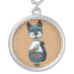 Teal Glass Bead Cat Necklaces