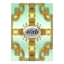 Teal Gold Birthday Party Invitations