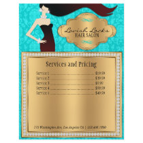 Teal Gold Damask Salon Flyer