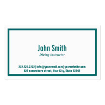 Teal Green Border Diving Business Card