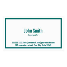 Teal Green Border Songwriter Business Card