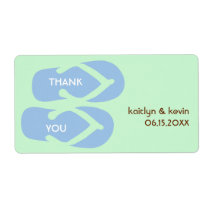 Teal green flip flop sandals thank you party favou labels