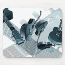 Teal Guitar Collection Horizontal Mouse Pad