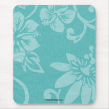 Teal Hawaiian Print Mousepad
