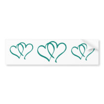 Teal Hearts Bumper Stickers