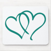 Teal Hearts Mousepads