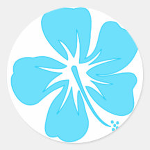 Teal Hibiscus Round Sticker