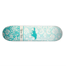 Teal Horse Racing Skate Deck