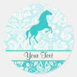 Teal Horse Round Stickers