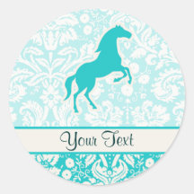 Teal Horse Round Stickers