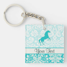 Teal Horse Square Acrylic Keychain