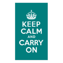 Teal Keep Calm and Carry On Business Cards