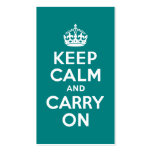 Teal Keep Calm and Carry On Business Cards