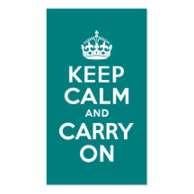 Teal Keep Calm and Carry On Business Cards