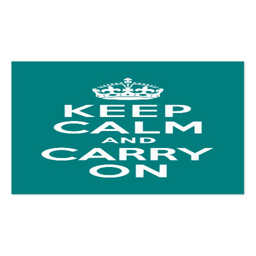 Teal Keep Calm and Carry On Business Cards