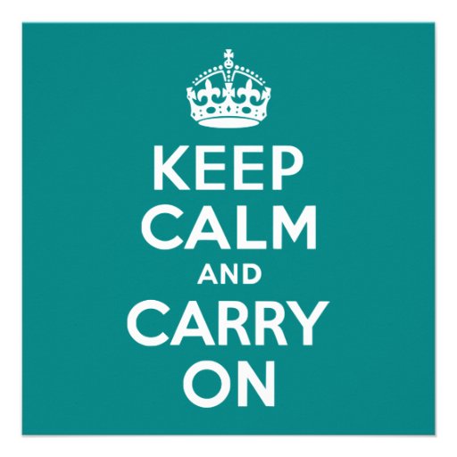 Teal Keep Calm and Carry On Personalized Announcement