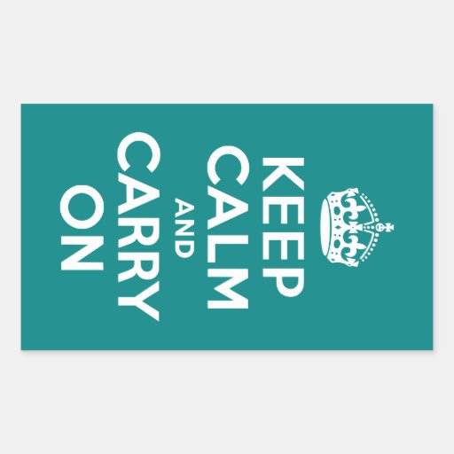 Teal Keep Calm and Carry On Rectangle Stickers