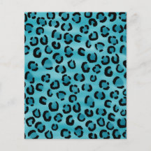 Teal Leopard Print Pattern. Personalized Flyer