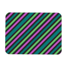 Teal, Lime Green, Hot Pink Glitter Striped Flexible Magnets