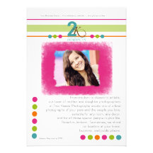 Teal Lime Orange Pink Photographer Marketing Cards Invites