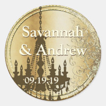Teal Love Bird Gold Wedding Seal Sticker