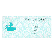 Teal Movie Camera Full Color Rack Card