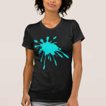 Teal Paint Splatter Ladies Petite T-Shirt