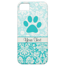 Teal Paw Print iPhone 5 Cases