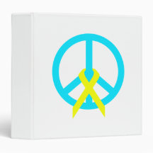 Teal Peace Ribbon 3 Ring Binders