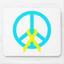 Teal Peace Ribbon mousepads