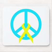 Teal Peace Ribbon Mouse Pads