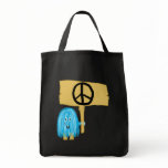 Teal Peace Sign Canvas Bags