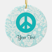 Teal Peace Sign Ornaments