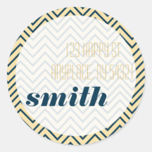 Teal Peach Zig Zag Address Label Shipping Sticker